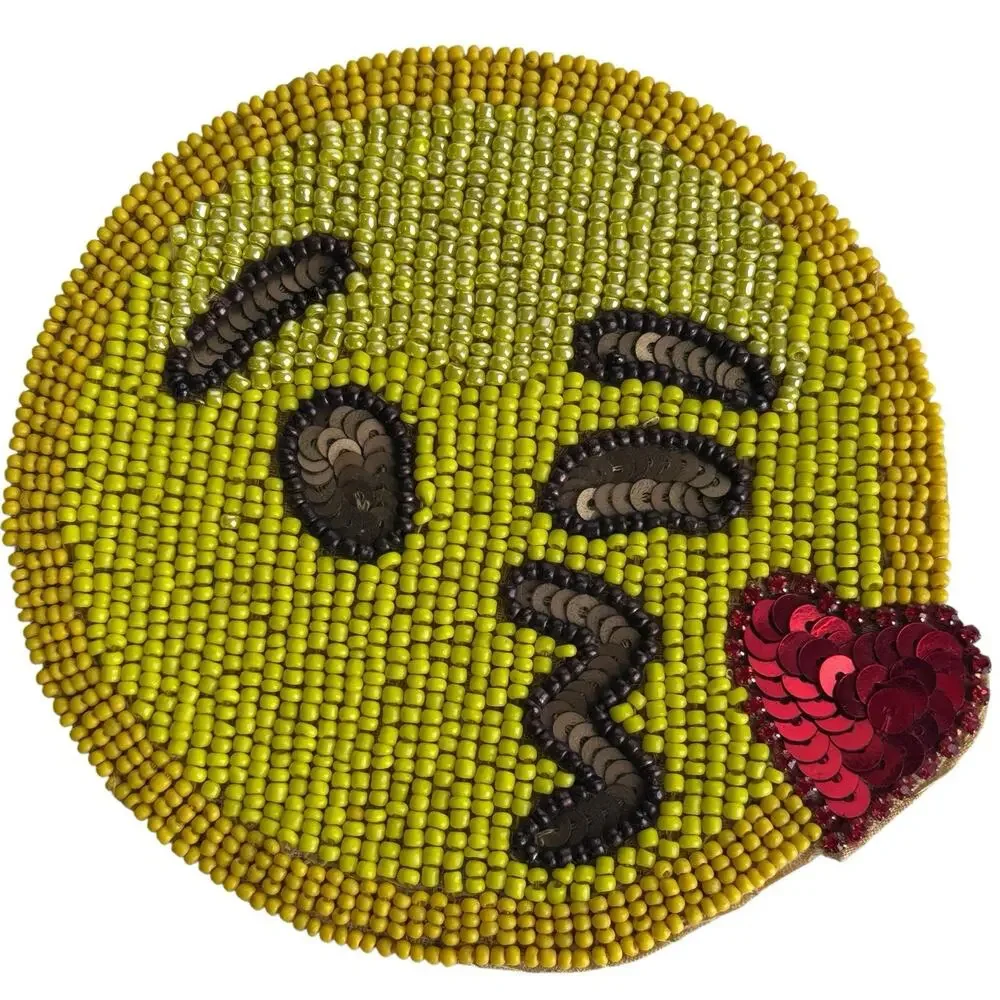 KIM SEYBERT Emoji Coasters set of 6 Glass Beaded